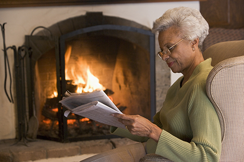 Reading by a warm fire