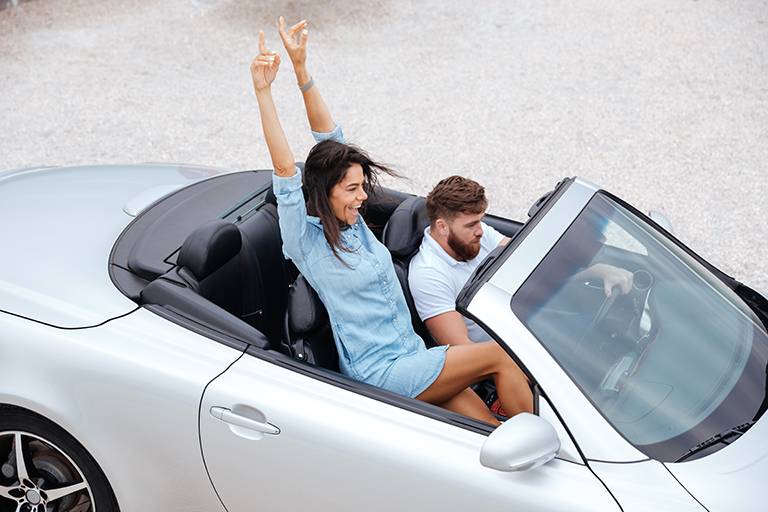 Convertible with the top down