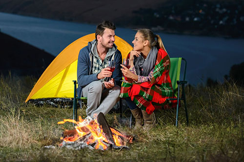 Camping trip and dinner by bonfire for just the two of you